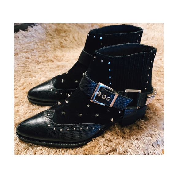 Faux Suede Spiked/Bullet Ankle Boots - Picture 2 of 5